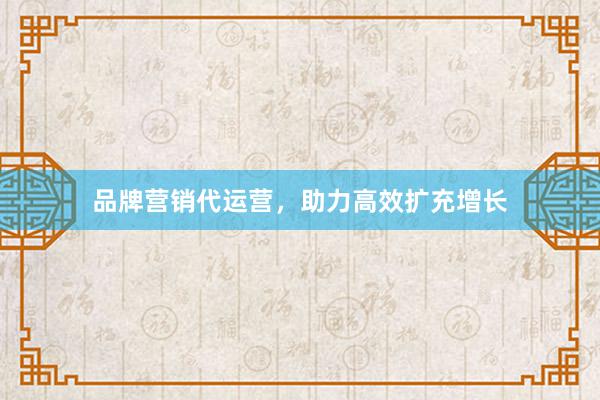 品牌营销代运营，助力高效扩充增长